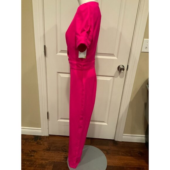 Adelyn Rae Hot Pink Kori Belted Short Sleeve Jumpsuit, Size Medium, NWT! $128 - Picture 6 of 12